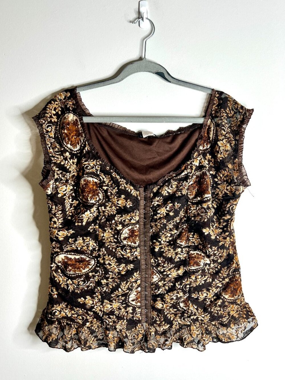 Vintage Made in the USA Brown Lace Corset Top Steampunk Whimsigoth Y2K Sz 3X